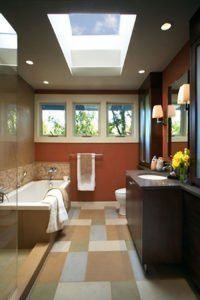 Bathroom with skylight sun tunnel