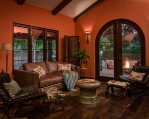 A cozy colorful sitting area