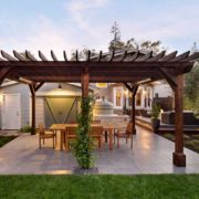 Outdoor dining room under pergola