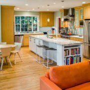 An open kitchen space in Palo Alto offers room for entertaining, and an island perfect for baking.