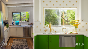 Kitchen with Green Cabinets